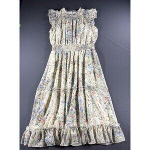 CeCe Floral Ruffle Midi Dress Womens XL Floral Chiffon Sheath
